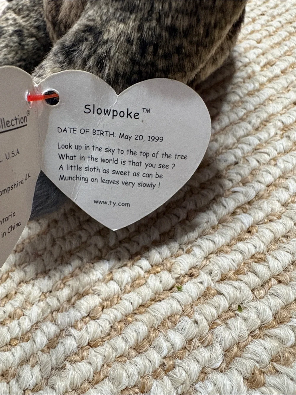 Beanie Baby Sloth Stuffed Animal - Slowpoke NWT